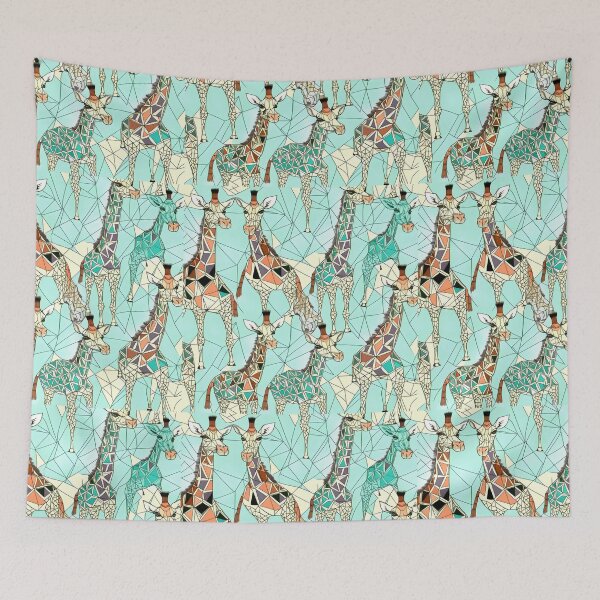 Item preview, Blue and Yellow Geometric Giraffes Pattern designed and sold by Geonimalia.