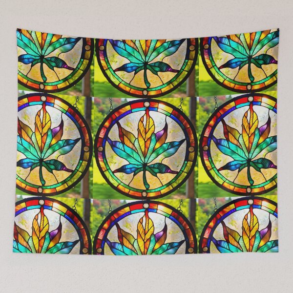 Item preview,  MERRIJUANA #1~CANNABIS MARIJUANA GANGA GOD'S MEDICAL PLANT~Stained Glass Art Print~Stoner Weed Pot Head~Party Decoration~Birthday Christmas Gift~Favor designed and sold by Spinning Plates 360.