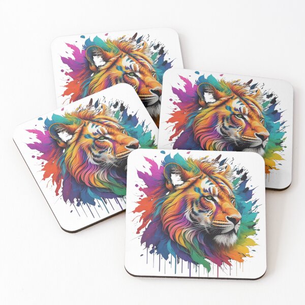 Item preview, Tiger head and colorful splashes designed and sold by Sanan Israyilli.