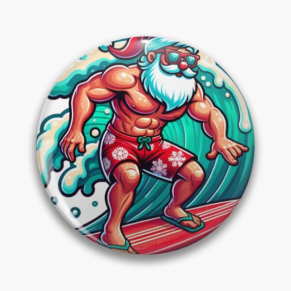 Item preview, "Surf's Up Santa - Buff Santa Surfing Holiday Wave Design designed and sold by AIARTIST1.