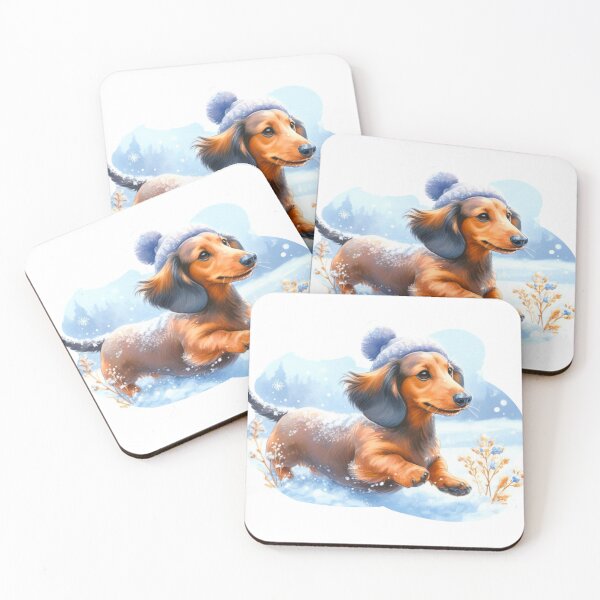 Item preview, Dachshund Through the Snow - Doxie Winter Painting designed and sold by Star-Fragment.
