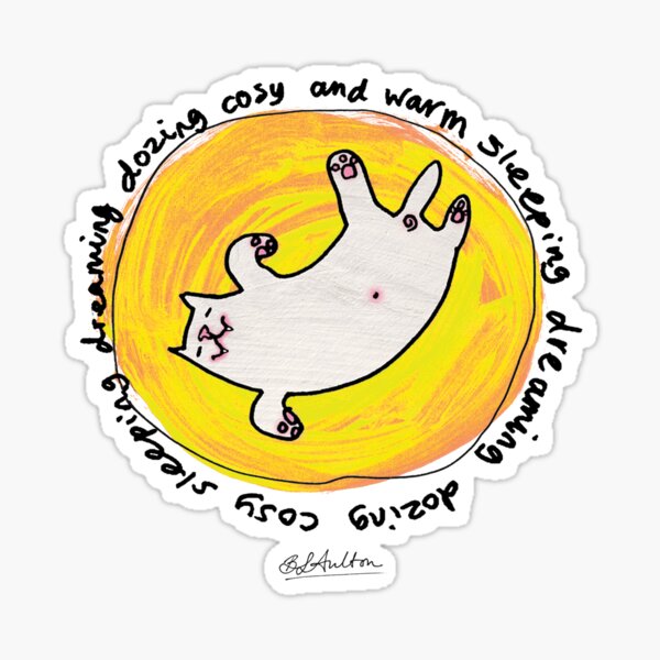 Sleeping Cat on a Yellow Cushion Sticker