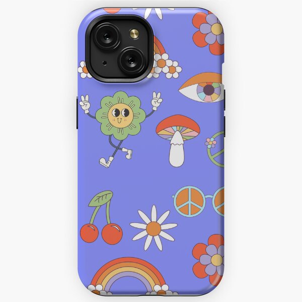Groovy Rainbow Hippie Flower Retro Peace Sign Design iPhone Tough Case