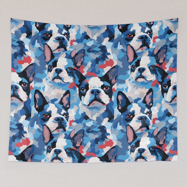 Item preview, Boston Terrier in camouflage pattern designed and sold by forget45studio.