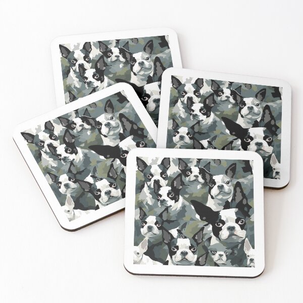 Item preview, Boston Terrier in camouflage pattern designed and sold by forget45studio.