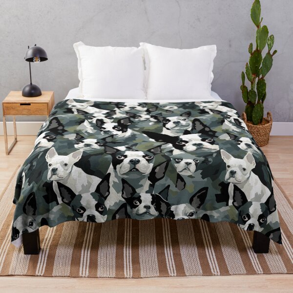 Item preview, Boston Terrier in camouflage pattern designed and sold by forget45studio.