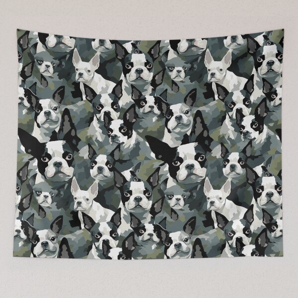 Item preview, Boston Terrier in camouflage pattern designed and sold by forget45studio.