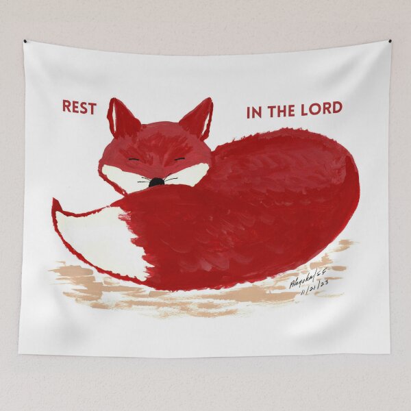 Item preview, SLEEPING FOX WITH TEXT designed and sold by Art-by-Ahyoka.