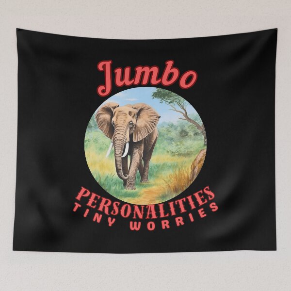 Item preview, Jumbo Personalities, Tiny Worries. colorful elephant designed and sold by ElephantVibes.