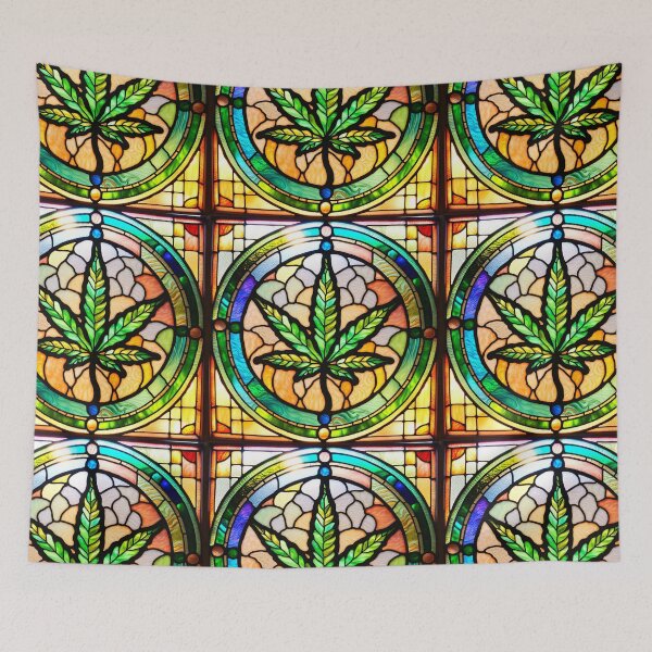 Item preview, MERRIJUANA #6~CANNABIS MARIJUANA GANGA GOD'S MEDICAL PLANT~Stained Glass Art Print~Stoner Weed Pot Head~Party Decoration~Birthday Christmas Gift~Favor designed and sold by Spinning Plates 360.