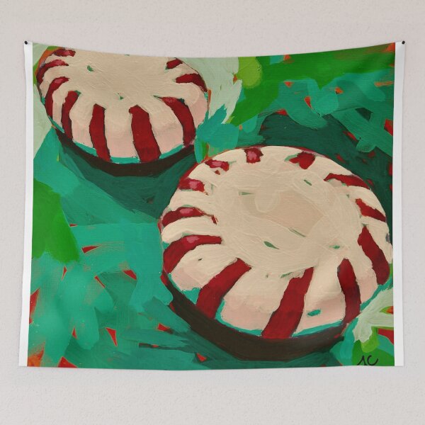Item preview, Popping Holidays Peppermints painting is perfect for those in your life who love sweets.  This design of iconic candies looks like you could pick them up & eat off the canvas.  designed and sold by jenkcole08.
