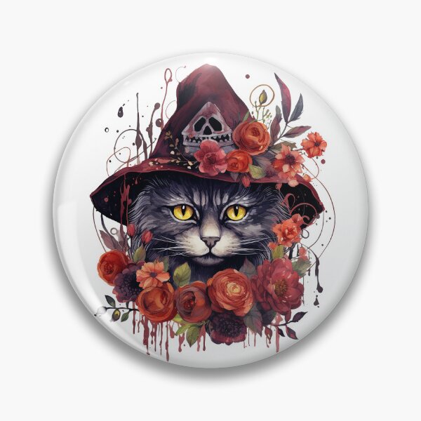 Item preview, Watercolor OxBlood Witch's Cat designed and sold by Mandayartstudio.