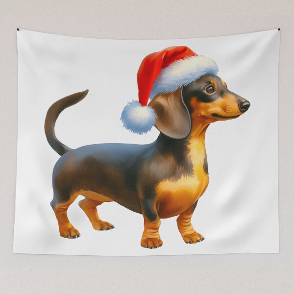 Item preview, Santa Paws- Dachshund in Santa Hat - Christmas Dog designed and sold by Star-Fragment.