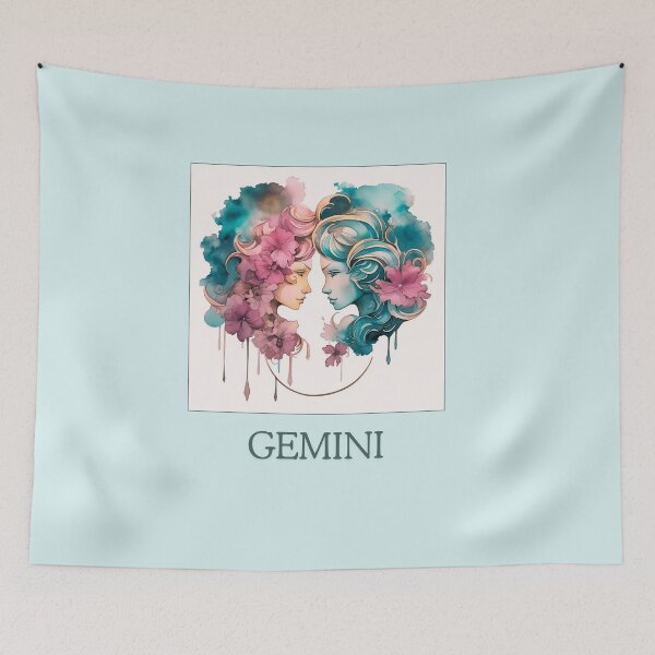 Item preview, Vintage Gemini zodiac- Horescope/SunSign Theme  on blue back ground designed and sold by CosmicNook1.