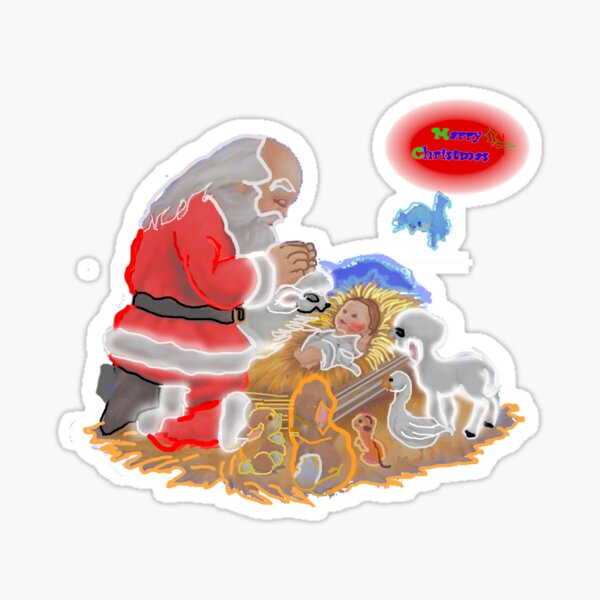 Item preview, MERRY CHRISTMAS - SANTA CLAUS AND BABY JESUS   NEON ART designed and sold by Timothy Forder.