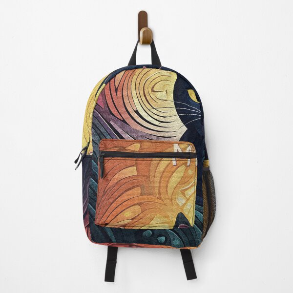Item preview, Mystic Black Cat with Swirling Warm Hues Art designed and sold by inkArtistryfine.