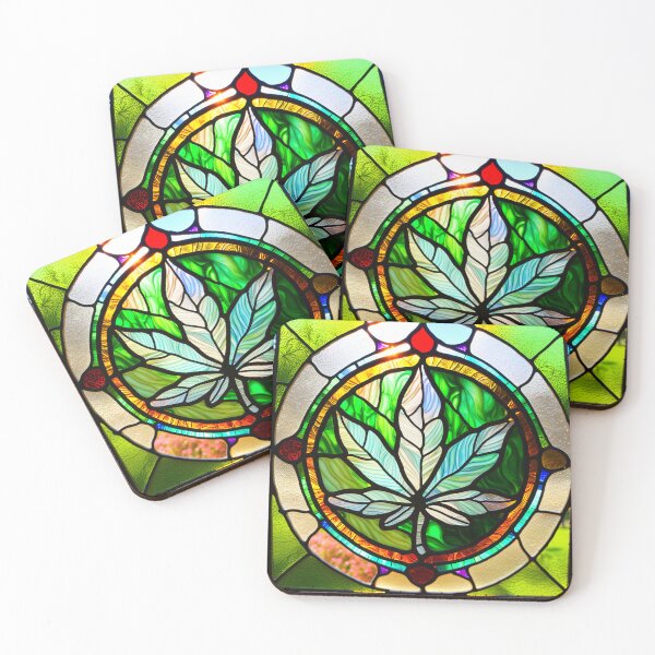 Item preview, MERRIJUANA #9~CANNABIS MARIJUANA GANGA GOD'S MEDICAL PLANT~Stained Glass Art Print~Stoner Weed Pot Head~Party Decoration~Birthday Christmas Gift~Favor designed and sold by Spinning Plates 360.
