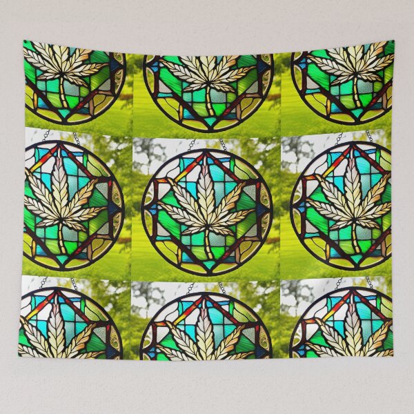 Item preview, MERRIJUANA #10~CANNABIS MARIJUANA GANGA GOD'S MEDICAL PLANT~Stained Glass Art Print~Stoner Weed Pot Head~Party Decoration~Birthday Christmas Gift~Favor designed and sold by Spinning Plates 360.