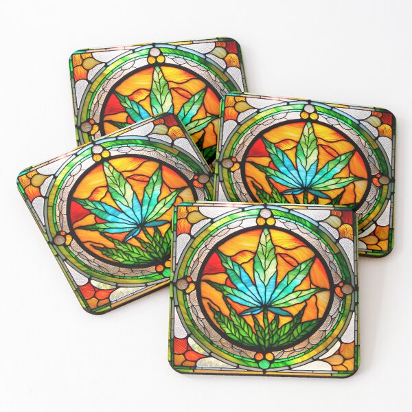 Item preview, MERRIJUANA #11~CANNABIS MARIJUANA GANGA GOD'S MEDICAL PLANT~Stained Glass Art Print~Stoner Weed Pot Head~Party Decoration~Birthday Christmas Gift~Favor designed and sold by Spinning Plates 360.