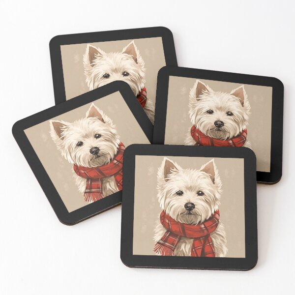 Item preview, West Highland White Terrier Westie Christmas Plaid Watercolor designed and sold by rafaeltto.