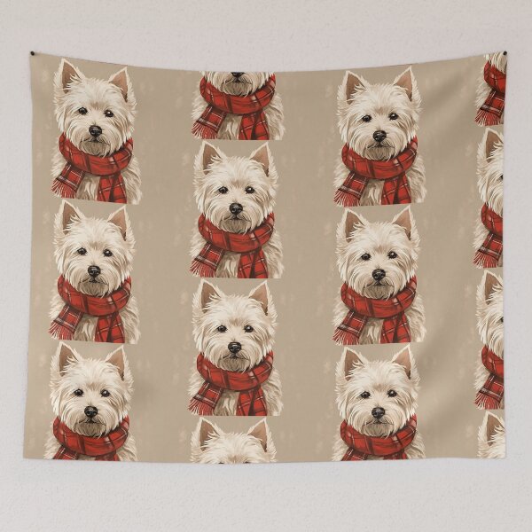 Item preview, West Highland White Terrier Westie Christmas Plaid Watercolor designed and sold by rafaeltto.