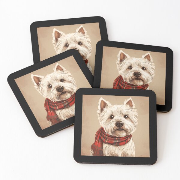 Item preview, West Highland White Terrier Westie Christmas Plaid Watercolor designed and sold by rafaeltto.
