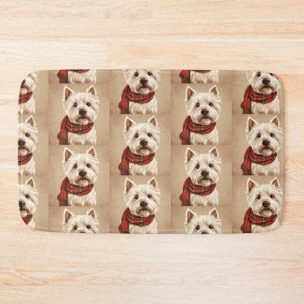 Item preview, West Highland White Terrier Westie Christmas Plaid Watercolor designed and sold by rafaeltto.
