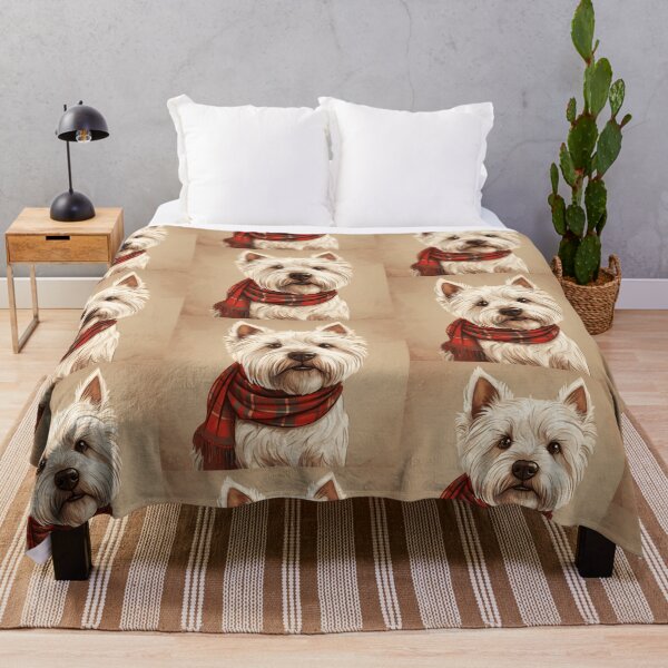 Item preview, West Highland White Terrier Westie Christmas Plaid Watercolor designed and sold by rafaeltto.