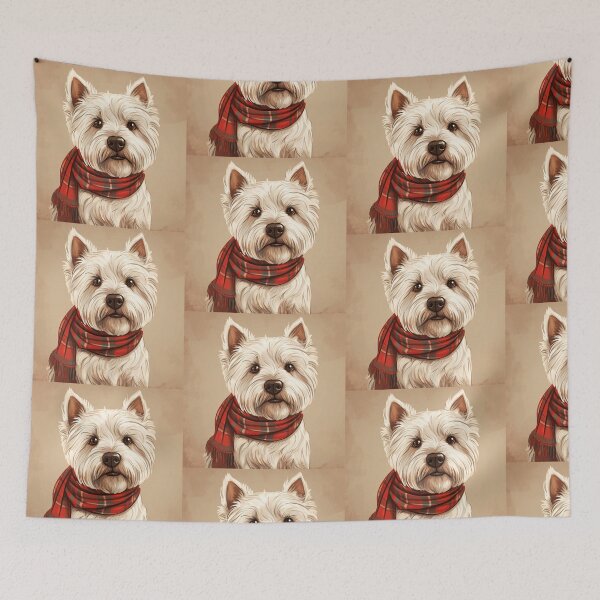 Item preview, West Highland White Terrier Westie Christmas Plaid Watercolor designed and sold by rafaeltto.
