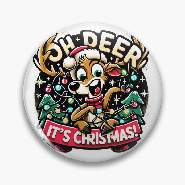 Item preview, Playful Reindeer in Santa Hat - Christmas designed and sold by PixelProphets.