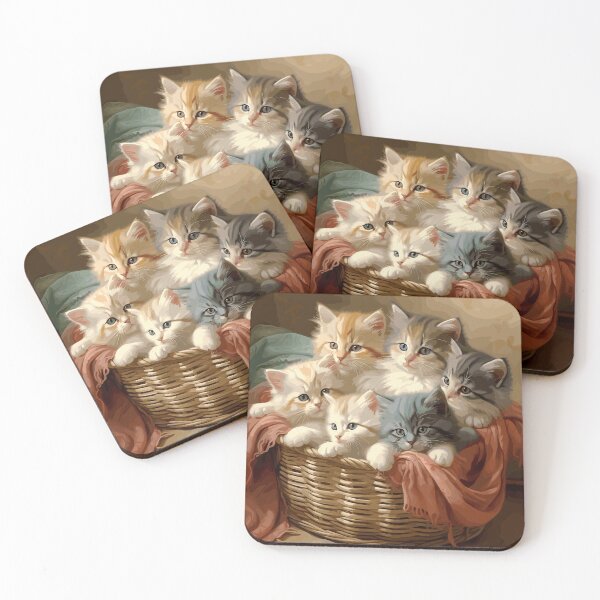 Item preview, "Bundle of Whiskers - Kittens in a Basket" designed and sold by Flo974.