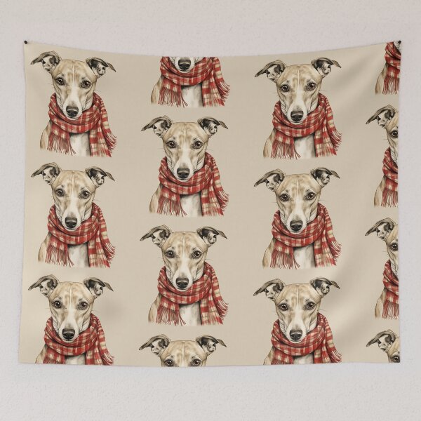 Item preview, Whippet Christmas Plaid Watercolor designed and sold by rafaeltto.