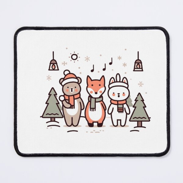 Item preview, Joyful Tunes in Snowy Hues: Cartoon Animals Singing Carols designed and sold by PlayfulCartoons.