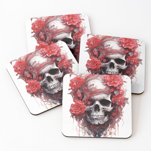 Item preview, Red Ruby Flower Skull designed and sold by asaroberson.