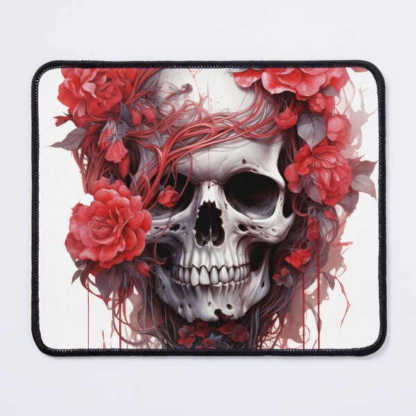 Item preview, Red Ruby Flower Skull designed and sold by asaroberson.