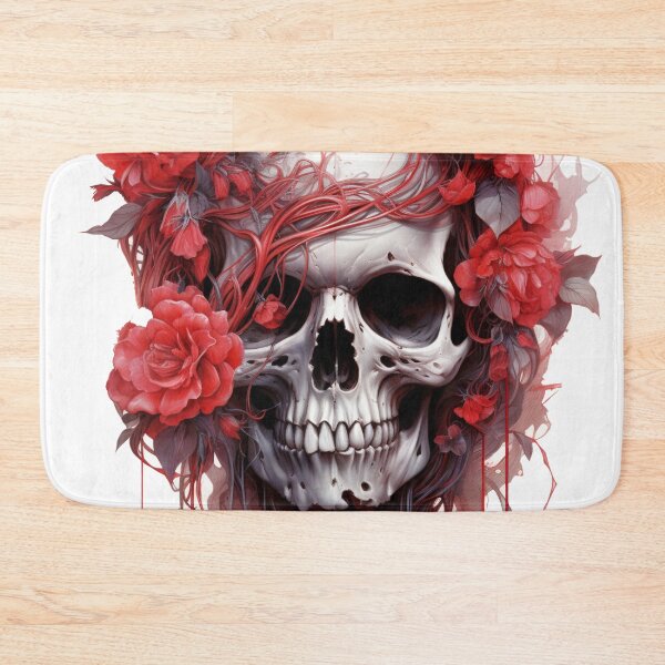 Item preview, Red Ruby Flower Skull designed and sold by asaroberson.