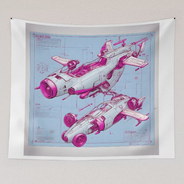 Item preview, Pink Spaceship Blueprint designed and sold by Andreas M. Mueller.