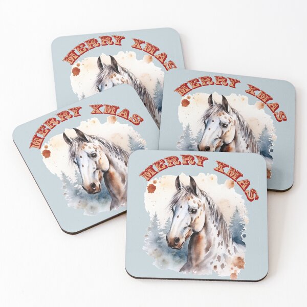 Item preview, Merry Xmas Appaloosa spotted horse watercolour, Native American Indian horse,  designed and sold by LorrieBee.