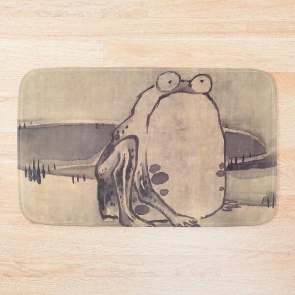 Item preview, Haiku of Grief: Ito Jakuchus Enhanced Vintage Sad Frog - Woodblock Fragment designed and sold by EmeraldeaArt.