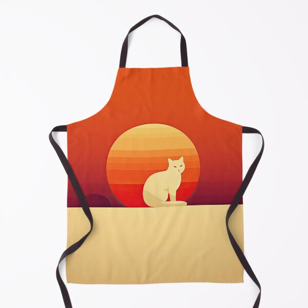 Item preview, White cat in the orange sunset designed and sold by WallGemsArt.