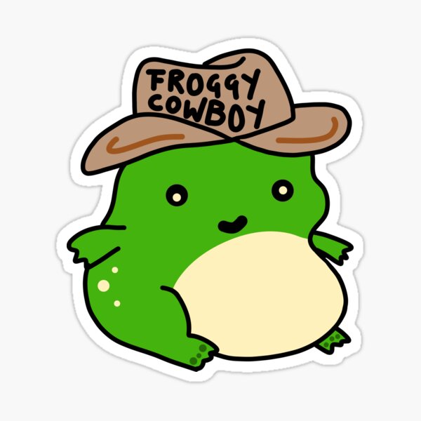 Cute Frog With Old Cowboy Hat Kawaii Cottagecore Aesthetic Toad Chubby Wild  West Froge Round Phorg Has Sheriff Badge Funny Stickers 