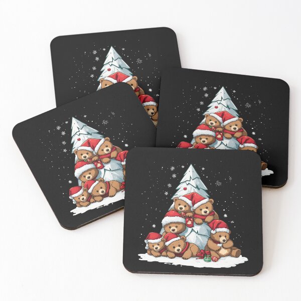 Item preview, Bear Christmas Tree in Snow Funny Family Bear Chistmas Hat designed and sold by Peculiarts.