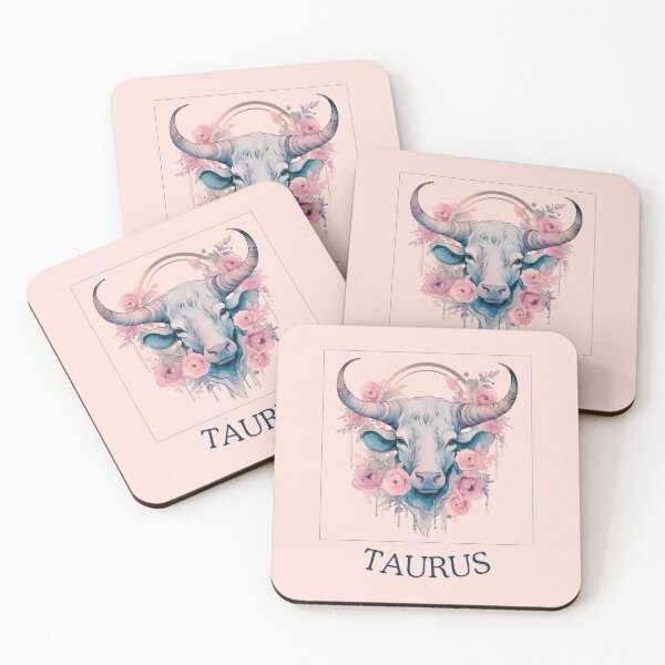 Item preview,  Colourful Taurus  Zodiac- Horescope/SunSign Theme  on pink back ground designed and sold by CosmicNook1.