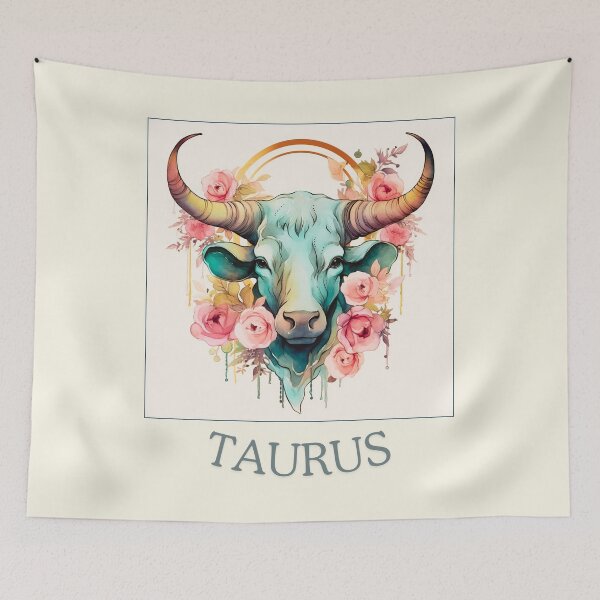 Artikelvorschau, Buntes Stier-Tierkreis-Horoskop/Sonnenzeichen-Thema auf cremefarbenem Hintergrund entworfen und verkauft von CosmicNook1.