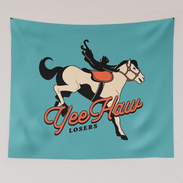 Item preview, Yee Haw Black Cat in blue designed and sold by charcoalcatco.