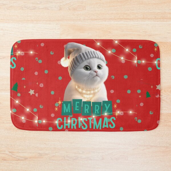 Item preview, Cute Cat Wishing a Merry Christmas designed and sold by ALITTLETOWN.