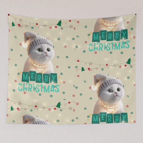 Item preview, Cute Cat Wishing a Merry Christmas designed and sold by ALITTLETOWN.