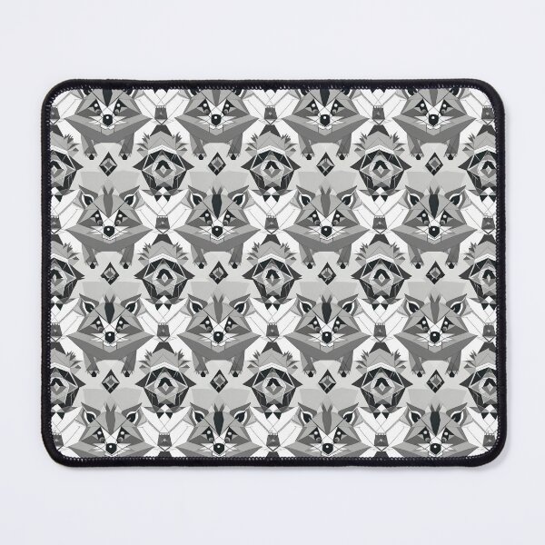 Item preview, Geometric Grey Raccoons Pattern designed and sold by Geonimalia.