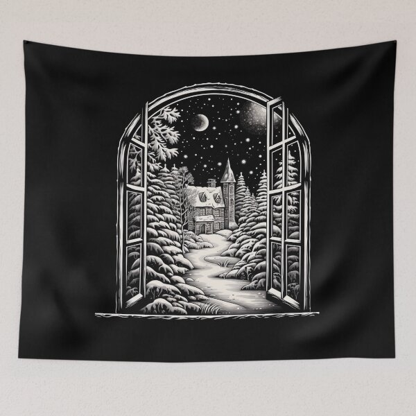 Item preview, Winter Night Scene Window Pictures for Chalk Marker  designed and sold by AnnaMDesign.