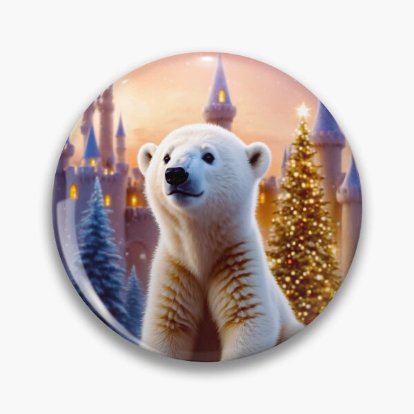Artikelvorschau, Ein Eisbärjunges wartet in der Nähe eines magischen Schlosses auf Weihnachten entworfen und verkauft von Lava Tigers Art.